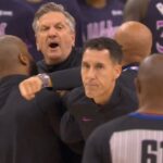 Chris Finch absolutely loses his mind at ref and has to be held back after ejected 😳