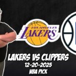 Los Angeles Lakers vs Los Angeles Clippers 12/20/25 NBA Free Picks & Prediction | NBA Betting Tips