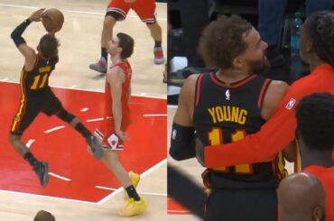Trae Young held back from ref after no foul called on game tying shot attempt vs Bulls