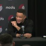 1999-2000 Trail Blazers Presser: Bonzi Wells, Steve Smith, Damon Stoudamire, and Mike Dunleavy