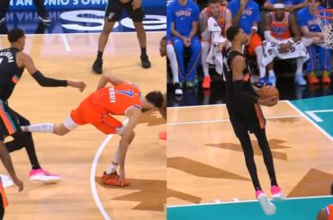 Victor Wembanyama shoves Chet Holmgren out the way then throws down windmill dunk 😂