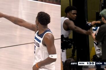 Anthony Edwards points at refs after ejected vs Nuggets then comes back and gifts fan jersey