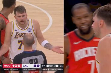 Kevin Durant laughs at Luka Doncic getting a tech for waiving off ref 😂