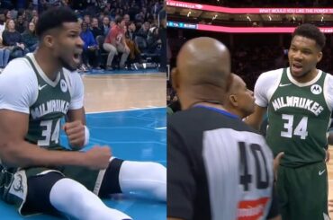 Giannis was heated after no call on dunk attempt and yells at refs vs Hornets 😳