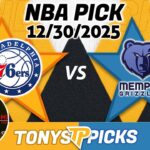 Philadelphia 76ers vs Memphis Grizzlies Pick 12/30/25 NBA Pick Prediction