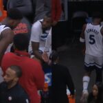 Anthony Edwards throws towel and goes to locker room with 7mins left vs Hawks 😬