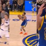 Steph Curry looks at ref before 3 goes in then hits logo 3 vs Jazz 😱