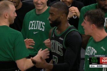 Jaylen Brown annoyed getting subbed after tying career high with 50pts vs Clippers 😂