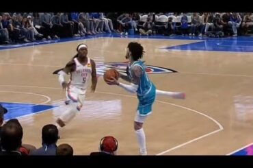 LaMelo Ball hits INSANE one legged falling out of bounds buzzer beater vs OKC 🤯