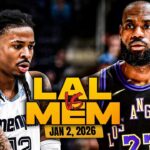 Los Angeles Lakers vs Memphis Grizzlies Full Game Highlights | Jan 2, 2026 | FreeDawkins
