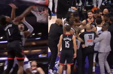 Amen Thompson NASTY poster dunk then Rockets and Kings get into it 👀