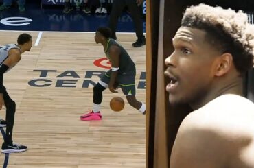 Anthony Edwards hilarious reaction to Wemby switching onto him before game winner