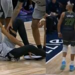 Rudy Gobert flagrant 1 foul on Wemby almost injures him then bumps ref and gets tech
