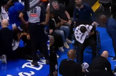 NBA ref Bill Kennedy emotional after injury and gets wheelchaired off court 😢