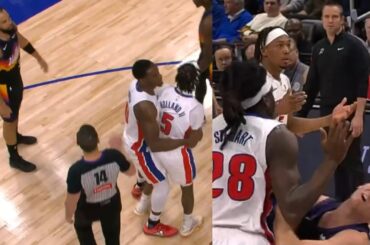 Ron Holland held back from Dillon Brooks then Isaiah Stewart bumps Gillespie after whistle