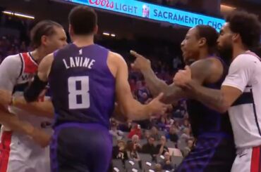 DeMar DeRozan gets heated with Kyshawn George and have to be separated