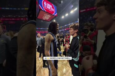 Ja Morant links with Andrea Kimi Antonelli postgame 🏎️🤝