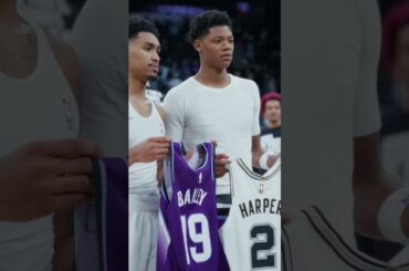 Ace 🤝 Dylan jersey swap after #spurs #jazz