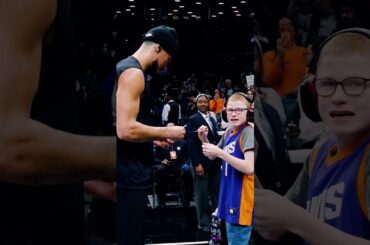 Book taking a moment for this young Suns fan pregame 🧡 #shorts | Phoenix Suns
