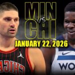 Minnesota Timberwolves vs Chicago Bulls Full Game Highlights – January 22, 2026 | NBA Season