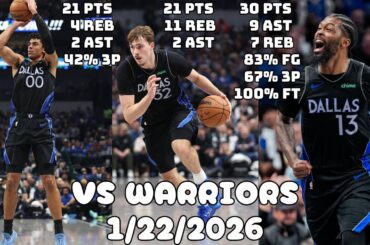 Cooper Flagg Double-Doubled & Naji Had 30 | Dallas Mavericks Team Highlights vs Warriors (1/22/2026)