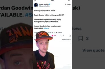 Phoenix Suns Injury Report Vs Heat: Devin Booker OUT Jalen Green QUESTIONABLE #suns (1-25-2026)