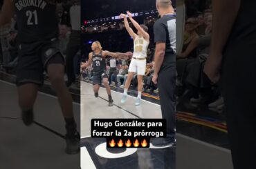 El triple de Hugo González para forzar la 2ª prórroga ante Brooklyn Nets 🔥🔥 #hugogonzalez