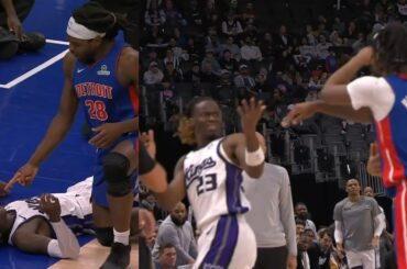 Isaiah Stewart points at Schroder then Ron Holland ejected for shoving Keon Ellis