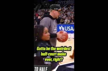 Got to be one of the weirdest half-court makes ever, right?? | #NBA