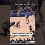 WEMBY TIES HIS SHOE… THEN SPLASHES A 3 😱👽 #nba #basketball #shorts