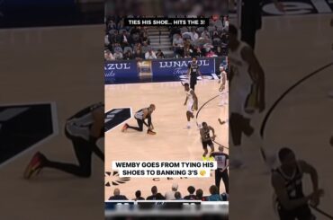 WEMBY TIES HIS SHOE… THEN SPLASHES A 3 😱👽 #nba #basketball #shorts