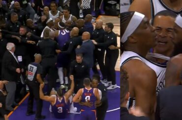 Suns vs Nets FIGHT after Egor Demin shoved Dillon Brooks to ground 😳