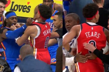 Lu Dort and Jeremiah Fears FIGHT at end of game and everyone gets involved 😳