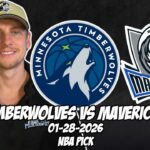 Minnesota Timberwolves vs Dallas Mavericks 1/28/26 NBA Free Picks & Prediction | NBA Tips