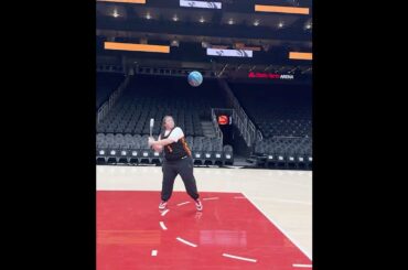 NBA arena trick shots with Trickshot Queen 😱 #trickshots #nba