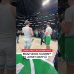 Former high school teammates Liam McNeeley and Cooper Flagg swap jerseys in Dallas 📍🤩