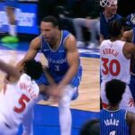 Desmond Bane throws Immanuel Quickley to the ground and things get heated