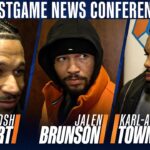 Josh Hart, Jalen Brunson and Karl-Anthony Towns talk team defense & Brunson milestone in Knicks win