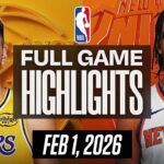 LAKERS vs KNICKS FULL GAME HIGHLIGHTS FEBRUARY 1, 2026 NBA HIGHLIGHTS TODAY | NBA 2K26 GAMEPLAY