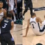 Desmond Bane flagrant foul for bumping Victor Wembanyama to ground