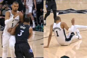 Desmond Bane flagrant foul for bumping Victor Wembanyama to ground