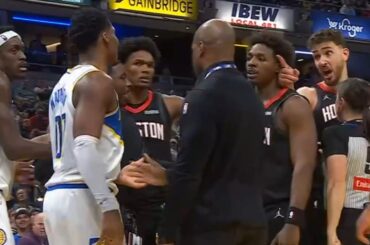 Alperen Sengun and Bennedict Mathurin exchange shoves and have to be separated