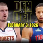 Denver Nuggets vs Detroit Pistons Full Game Highlights – February 3, 2026 | NBA Season
