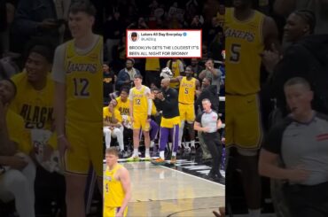 LeBron watching Nets go WILD for Bronny😭