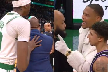Russell Westbrook runs on court to yell at Boucher for hitting 3 at end of game 😅