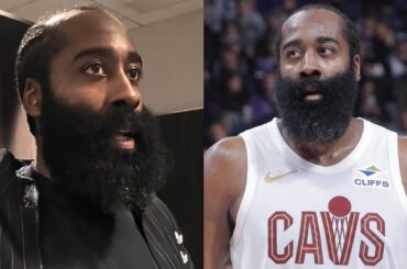 James Harden reacts to trade from Clippers to Cavs after debut game