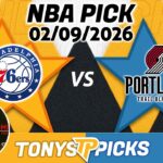 Philadelphia 76ers vs Portland Trail Blazers Pick 2/9/26 NBA Pick Prediction