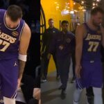 Luka Doncic frustrated walking to locker room after hamstring injury vs 76ers
