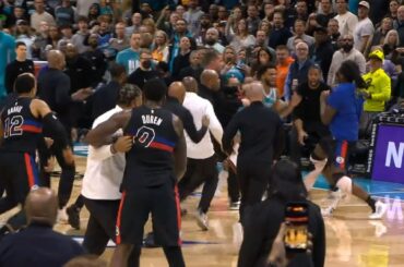 Pistons vs Hornets HUGE FIGHT - Duren vs Moussa and Isaiah Stewart runs at Bridges