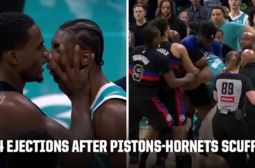 4 PLAYERS EJECTED 😯 PUNCHES THROWN & BENCHES CLEAR during Pistons-Hornets altercation | NBA on ESPN